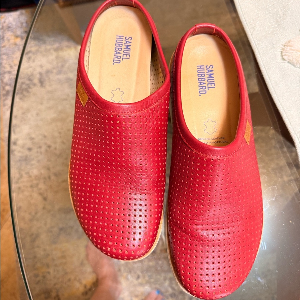 Samuel Hubbard Women’s Red Perforated Slip-On Mule